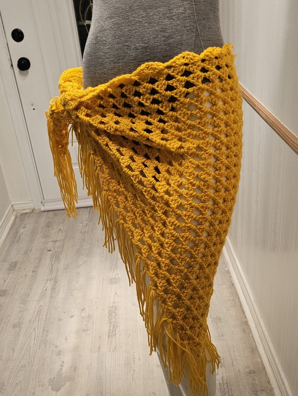 NEW Handmade Crochet Yellow Fringe Sarong Pareo Swimsuit Coverup Swim Skirt OSFM